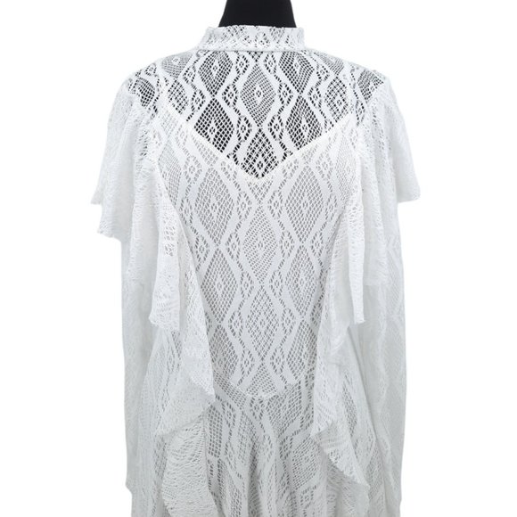 NEW Free People Creamy White Lace Rock Candy Mock Neck Dress M Ruffles Mini - Picture 6 of 12